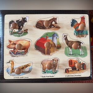 Vintage Melissa & Doug Wooden Farm Jumbo Knob Puzzle